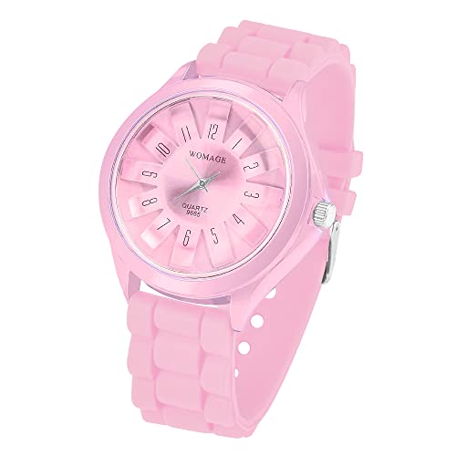 Taffstyle Armbanduhr Silikon Analog Quarz Uhr Farbige Sport Sportuhr Damen Elegant Farbige Damenuhr Bunte Frauenuhr Analoguhr Frauen Modern Rosa