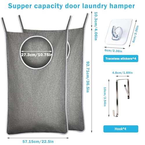Panier à linge anti-déchirure suspendu sur porte extra large x2