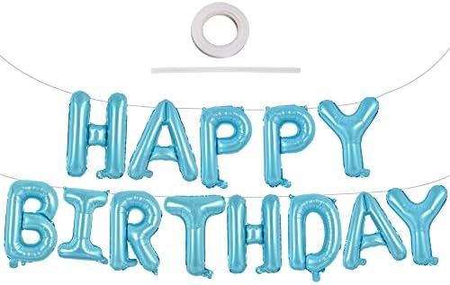 3D Gold Happy Birthday Balloons Banner with ribbon straw, 16 Inch Mylar Foil Letters Birthday Sign Banner Balloon Bunting Reusable Ecofriendly Material for Girls Boys Kids Adults Birthday Supplies 