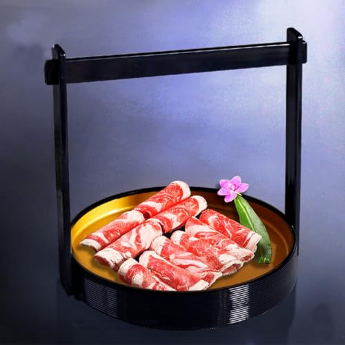 Bandeja para sushi estilo japonés pequeña de plástico dorado miniatura 6
