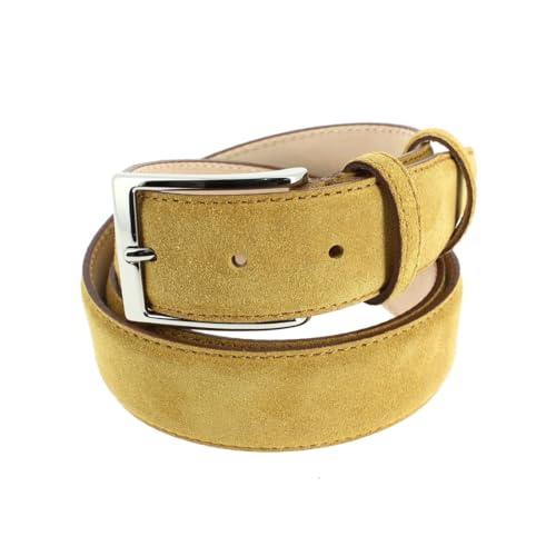 Ceinture en daim jaune paille Alaska accessoire en cuir véritable uni