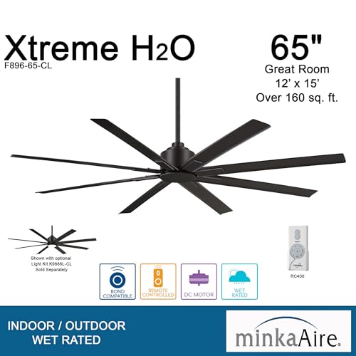 Minka-Aire F896-65-CL Xtreme H2O 65" Outdoor Ceiling Fan with Remote Control, Coal thumbnail 10