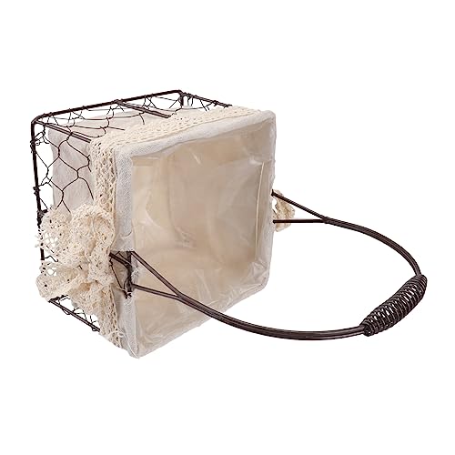 ibasenice Panier De Fleurs Rétro Portable pour Mariage Fête avec Dentelle Panier De Fleurs Rétro