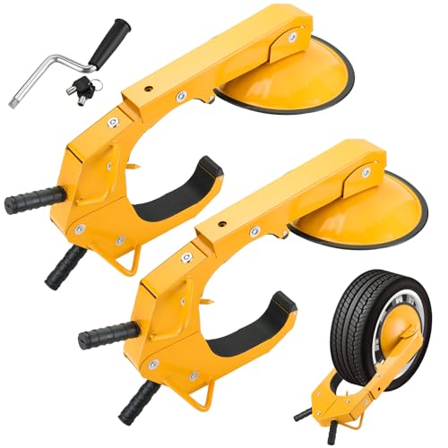 NATGAI Trailer Wheel Lock Clamp Set | 2 Pack Heavy-Duty Adjustable Car Tire Boot Lock, Anti-Theft Tire Lock for Cars, Trucks, RVs, and Trailers, Trailer Wheel Lock with Dual Keys Security (2 Pack)