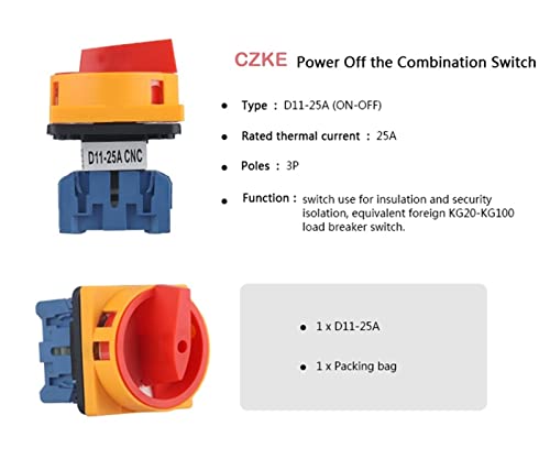 Interruptor giratorio selector de cambio de leva 25 A monofásico para cuadros de control 8