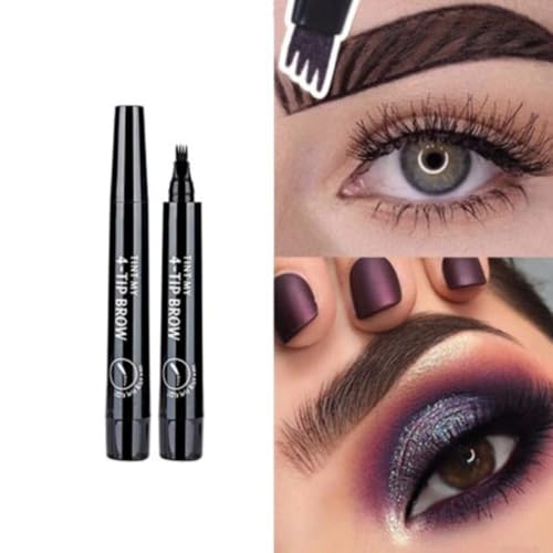 Image of 4-Point Waterproof Eyebrow Pencil (1 Pc, Black), Micro-Fork Tip Brow Pen for Natural Hair-Like Strokes, Long-Lasting Smudge-Proof Eyebrow Sketch Pen, Fine Tip, Easy Application