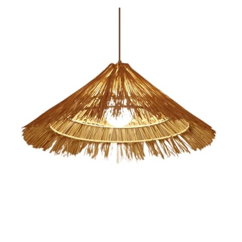 Suspension rotin cuisine et salon grand lustre osier vintage 50cm