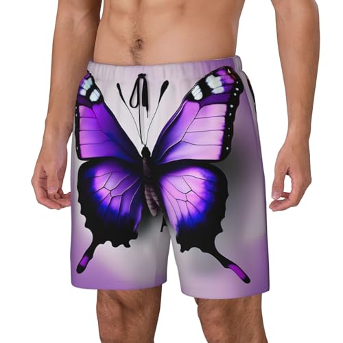 Purple Butterfly Print Print Men Stylish Functionality Swim Trunks Breathable Beach Shorts Surfing Gym Fishing2
