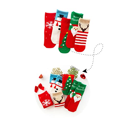 5 Pair Xmas Giveaways Christmas Novelty Socks Santa Socks Toddler Cotton Socks Girls Christmas Socks