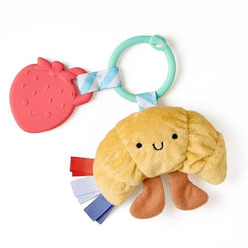 Image of Itzy Ritzy Infant Toy & Teether - Itzy Pal Baby Teething Toy Includes Lovey, Crinkle Sound, Textured Ribbons & Silicone Teether for Newborn (Croissant)