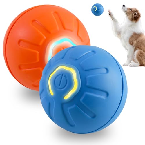 Generico Giochi per Cani, 2025 Nuova Palla per Cani con Luce LED, Ricaricabile Giochi Interattivi, Durevole Giocattolo per Gatti, Giocattoli di Taglia Grande e Media (Blu, Arancione)