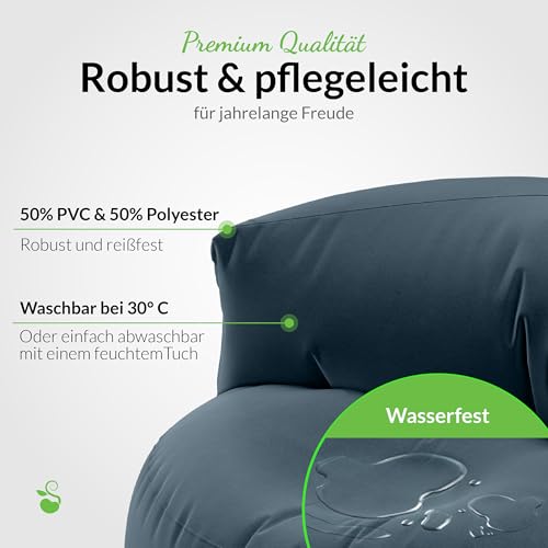 Green Bean Sitzsack Sofa mit Füllmaterial - Lounge im Sitzsack-Design 90x50cm mit ergonomischer Rückenlehne & waschbarem Bezug - Indoor und Outdoor geeignet in Dunkelblau