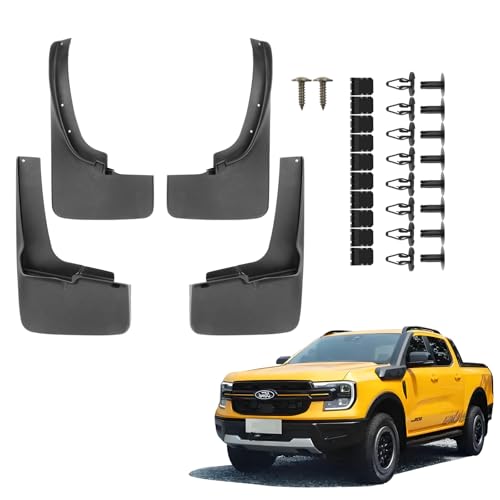 Image of Mud Flaps Splash Guards Fit for 2018 2019 2020 2021 2022 Ford Ranger | No Drilling Required Bendable Mud Guards | Front & Rear 4-Piece Set Car Accessories
