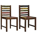 Vintage Reclaimed Wood Dining Chairs Set of 2, Rustic Kitchen Seating for Dining Room, Comfortable Ergonomic Design