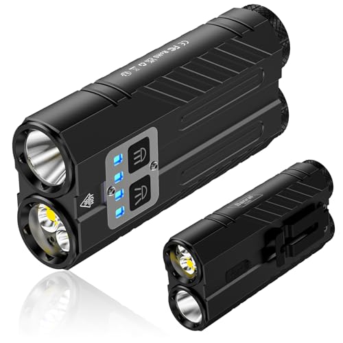 Image of Banral Powerful Rechargeable EDC Pocket Flashlight with Dual Light Source | 3100 High Lumens Tactical Flashlight, Zoomable 7 Modes, Type C Charging, Pocket Clip, Waterproof for Car, Emergency, Home