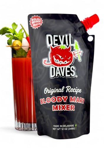 Devil Daves Bloody Mary Mix | Non-Alcoholic Cocktail Mixer, Bold & Briny Medium Heat, 12 oz Reclosable Travel Pouch (Pack of 1)