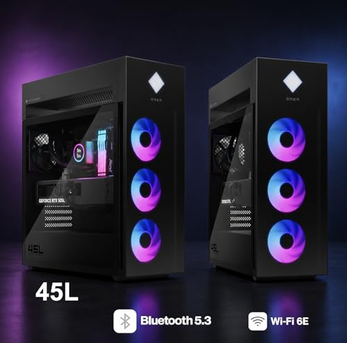 Image of HP OMEN 45L Gaming Desktop PC (Intel Ultra 9-285K, GeForce RTX 5090 32GB GDDR7, 64GB DDR5, 8TB PCIe SSD, RGB Fans, 360mm AIO, 1200W PSU, WiFi 6E, Bluetooth 5.3, RJ-45, Win 11 Pro)