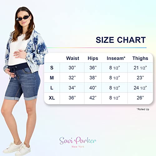 Savi Parker Women's Maternity Shorts Bermuda With Double Roll Cuff - Mom To Be Comfy Activewear - Pregnant Women Clothes For Summer, Casual & Active Wear - Bci Certified (Naples, Large) #TOP5