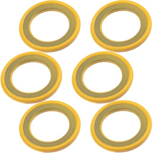Image of Pndeyo 6pcs Gearcase Drain Plug Seal Washer Gaskets, Mercury Lower Unit Drain Plug Gasket, Oil Drain Plug Gasket 26-830749 Suitable for Mercury Marine Mercruiser- Yellow