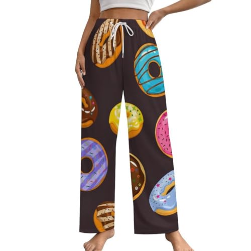 Pantalon de pyjama femme bas de pyjama vêtement pantalon de nuit avec poches dessin animé S