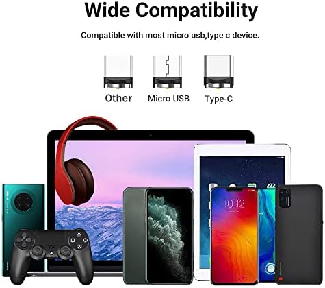 TOPK USB Magnetic Charging Cable (6 Pack), 90 Degree Magnetic Cable Multi 2-in-1 Cable Charger with LED for Phone/Android,Multiple Charging Adapters Micro-USB C-(No Sync Data)
