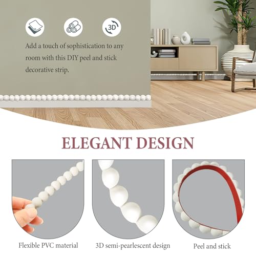 10FT Flexible Molding Trim Peel and Stick for Walls Decorative,DIY Wall Trims Caulk Strip for Tile Wood Wall Panels Picture Mirror Window Frame Cabinet Edge, Home Decor Protection