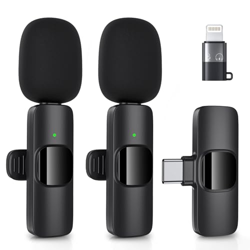 Wireless Lavalier Microphone for iPhone - iPad, Android Phone, Mini Lapel Mic with Noise Reduction and Crystal Sound for Video Recording, Vlogging, TikTok, YouTube,LiveStream