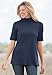 Woman Within Plus Size Ribbed Short Sleeve Turtleneck - 1X, Navy