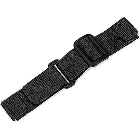 IVAPPON Hook Loop Adjustable Nylon Watch Strap 20mm Black Swiss-army Style Fastening Watch Band Cover