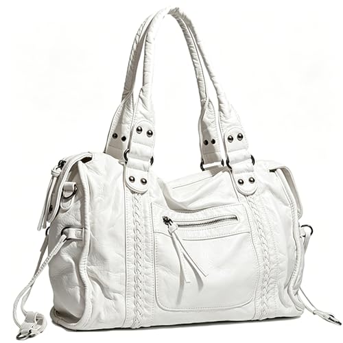 Tote Bag for Women (12L) City Bags Tote Bag Purse Washed Soft Leather Hobo Handbags With Removable Straps