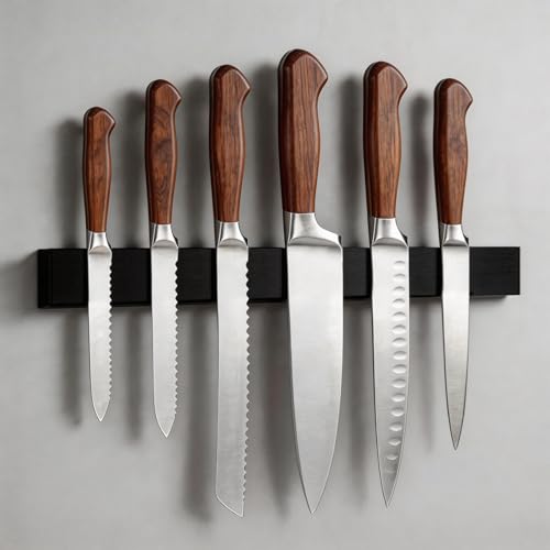DAWNTREES 40 CM Black Magnetic Knife Holder, Magnetic Knife Strip for Wall, Knife Magnetic Strip, Kitchen Knives Bar Rack for Home Kitchen Utensil Tool Organizer