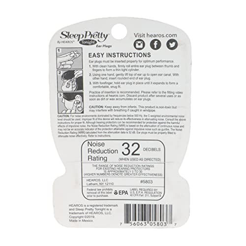 Hearos Sleep Pretty Tonight Foam Ear Plugs, Hearing Protection, 32 Nrr, 12 Pair,Purple,5803 #TOP3