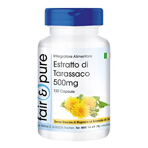 Fair & Pure® - Tarassaco in capsule - Estratto di dente di leone 500mg - Vegano - 120 Capsule