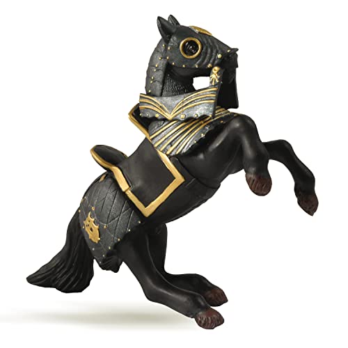 Papo - Figurine Cheval En Armure Noire Réaliste - 3 Ans + - Collection Fantastique & Médiéval - Jeu Créatif Univers Chevaliers - Idée Cadeau Jouet Fille...
