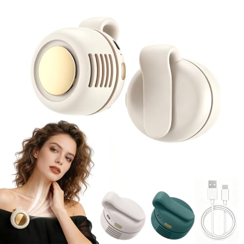 Portable Mini Bladeless Clip Fan, 360° Rotatable Personal Waist Fan, 3-Speed Rechargeable Silent Cooling Fan with Strong Clip, USB-C Hands-Free Travel Fan for Office Outdoor Camping (White) by Generic - Used condition - CA$14.91