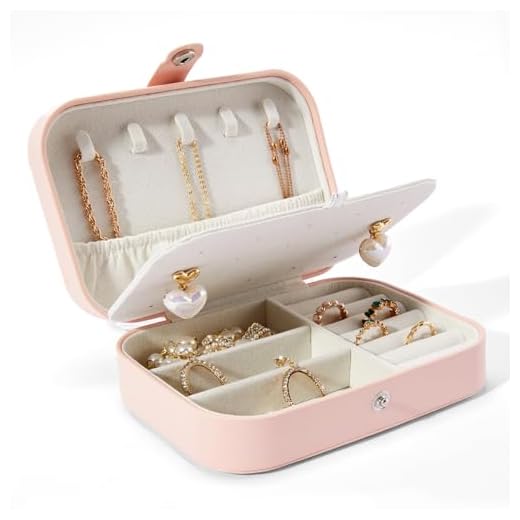 Smileshe Jewelry Box, PU Leather Small Portable Travel Case, 2 Layers Organizer Display Storage Holder Box for Rings, Earrings, Necklaces, Bracelets