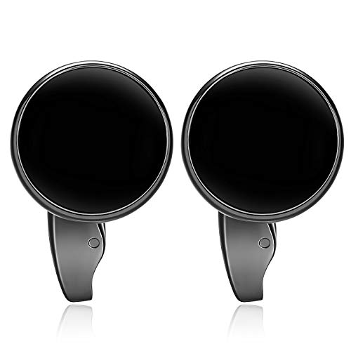 HONEY BEAR White Pearl Shell Black Onyx Cufflinks Round for Mens Gift2