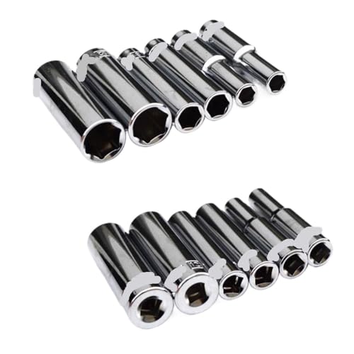 PRVRHMMCPN 1-Piece 6PT 1/4 Drive Metric deep Socket Wrench 4mm 5mm 6mm 7mm 8mm 9mm to 13mm Mechanics Tools Universal Long sleevec(Above All 10pcs)