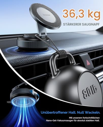 Jononser Magnetische Handyhalterung Auto mit Saugnapf für MagSafe, Faltbar – Ansicht 3