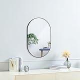 SCWF-GZ 12x16 Mirror Runway Oval Wall Mounted Aluminum Alloy Metal Frame Rectangle Mirrors for Entryway Bedroom Living Room 12 16 inch Samll Black