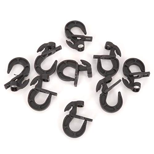Everlasto Plastic Easy Fix Hooks for 8 & 10mm Bungee Cord (Pack of 10, 100) (100 Pack)