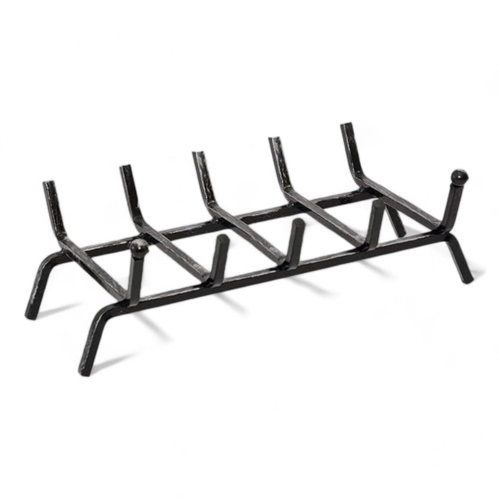 Brucialegna in ferro battuto verniciato per camino con design a sfera e cinque barre dimensioni 50x30x15 cm resistente ed elegante