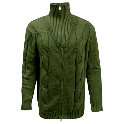Mens Stand Neck Cardigan Sweater Cable Knit Full Zipper Closure Knitted Texture Fall Winter Sweaters Outerwear3