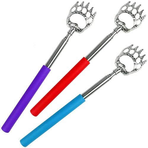 BIL 3 x Back Scratchers Portable and Extendable | Bear Claws Style Telescopic Arm Back Scratcher | Retractable Metal Hand Massagers 3 Pack