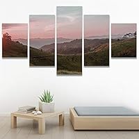 SIGNWIN 5 Panel Canvas Wall Art Modern Art Coastal Colorful Multicolor Photography Romantics Sunset for Home Decorations Ready to Hang - 60