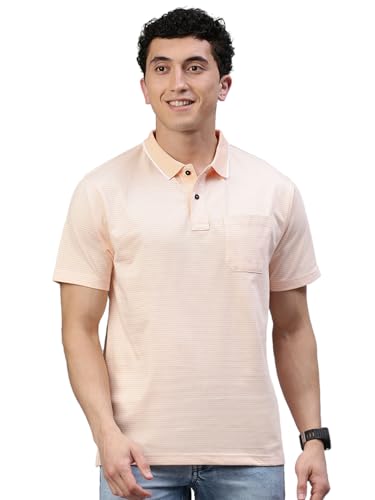 Image of Classic Polo Men's Half Sleeve Polo Neck Authentic Fit Striped Cotton T-Shirt