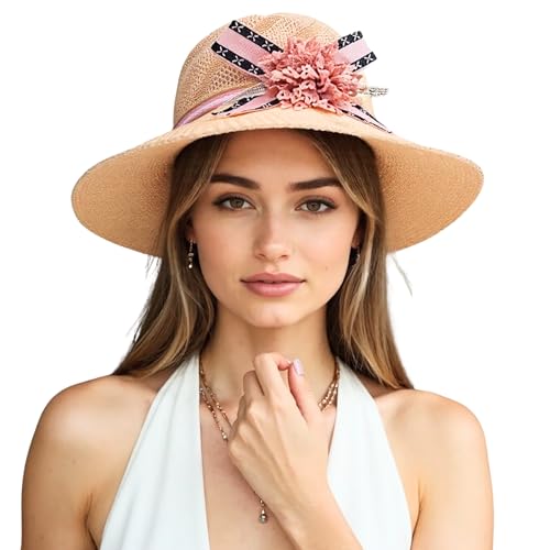 DEDICATED Womens Mens Wide Brim Straw Panama Hat Fedora Summer Be...