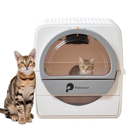 Peterest Semi-Automatische Große katzenklo,Odor Control,Pull and Scoop,für Mikrokristall-Katzenstreu,Semi-selbstreinigende...