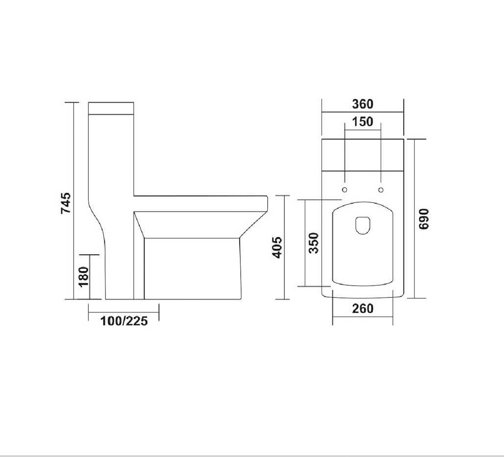 Hisre Premium Western Floor Mounted One Piece Water Closet Ceramic Western Toilet/Commode/European Commode Square With Soft Close Seat Cover For Lavatory, Toilets (Epic), photo 3 of 5