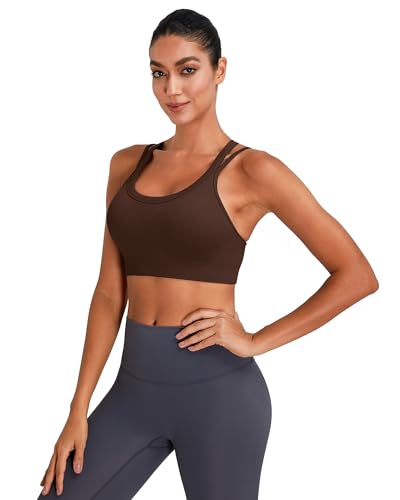 Image of Sports Bras for Women HIigh Support, Criss-Cross Back Padded Strappy High Impact Sports Bras for Women Large Bust